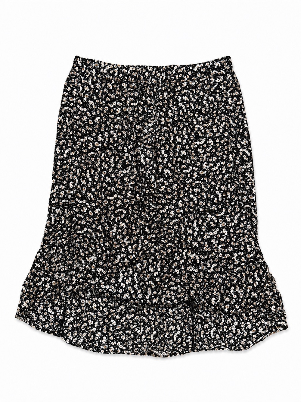 No Boundaries Floral Skirt XXL Black Midi Skirt Front Slit Flowy Plus Size